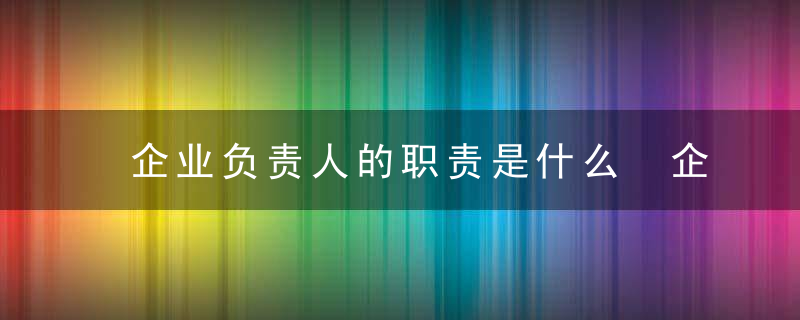 企业负责人的职责是什么 企业负责人的职责介绍